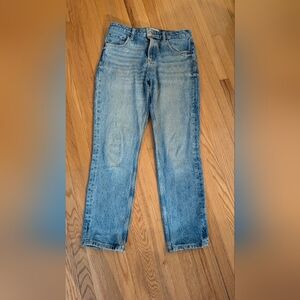 Zara Blue Straight Jeans with Worn-In Look